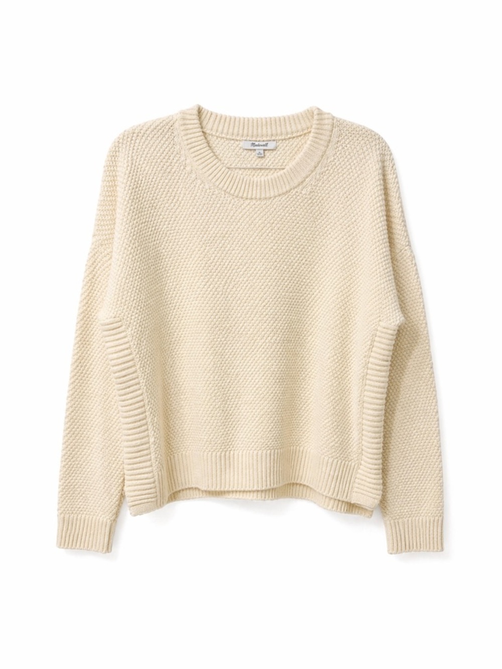 Madewell  Women’s Cream, Long Sleeve, Pullover ,Crew Neck Sweater. Size-Large